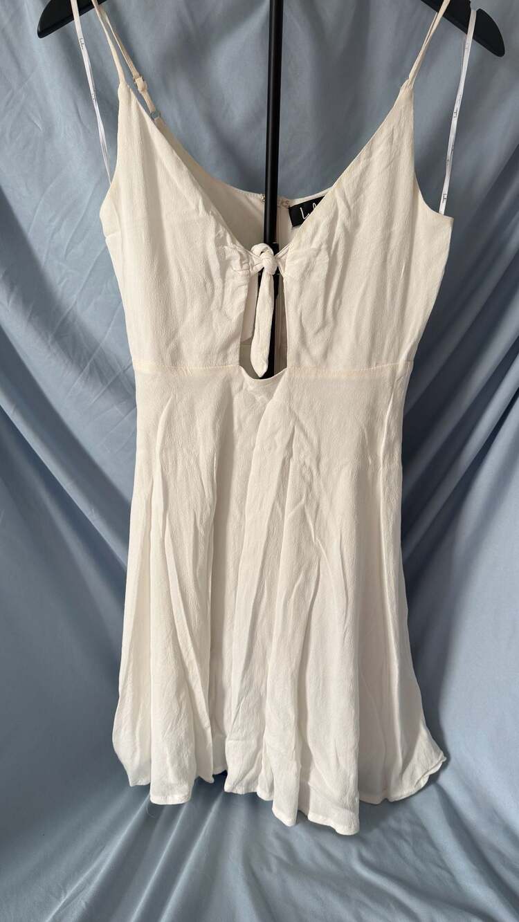 Lulus White Tie-Front Mini Dress Style D21692HL